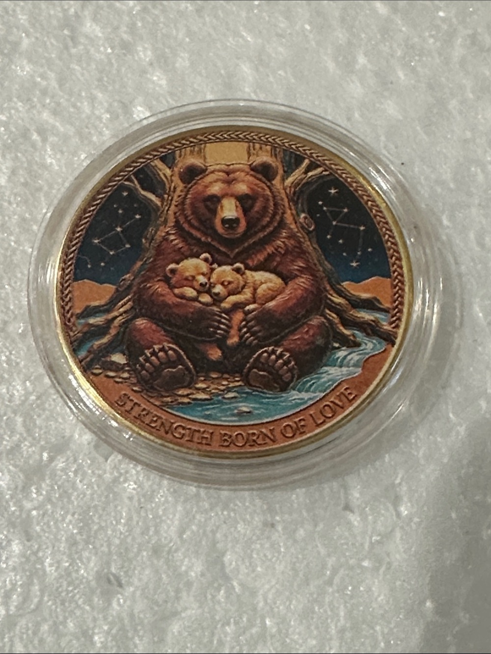 Bear Family Colored Collectible Coin - Strength Born of Love